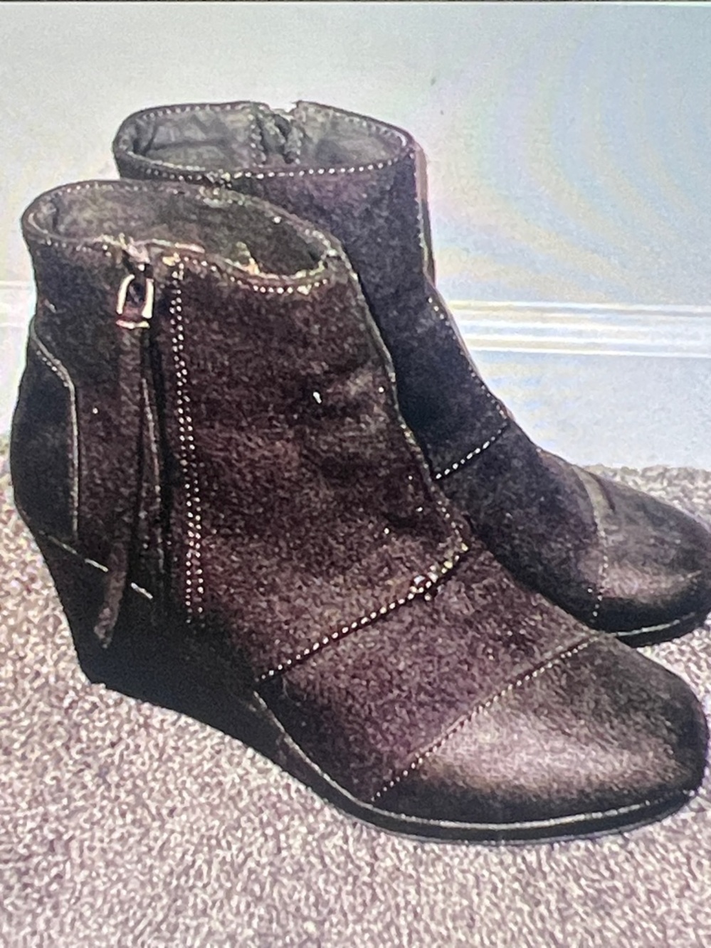 Toms Desert Wedge wool cavas boots